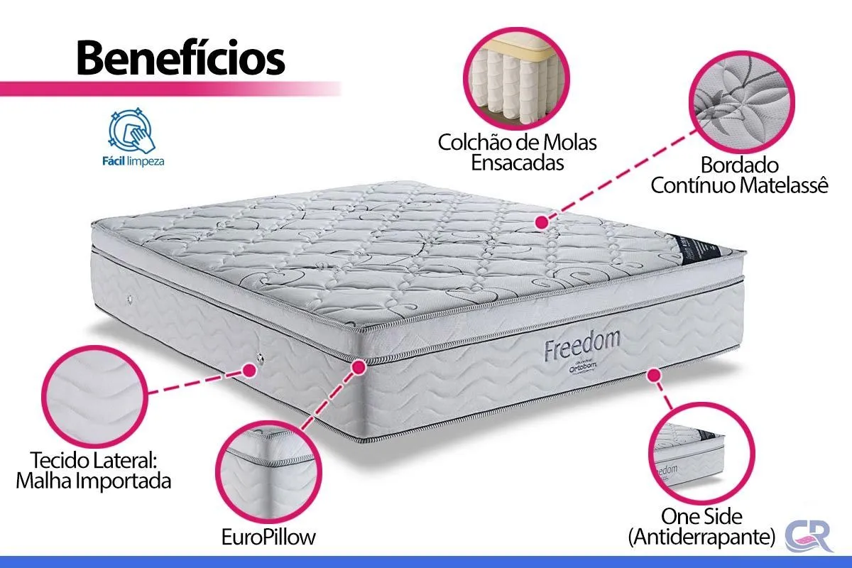 Cama Box Solteiro (Box + Colchão) com Molas Ensacadas Freedom - Ortobom - 2