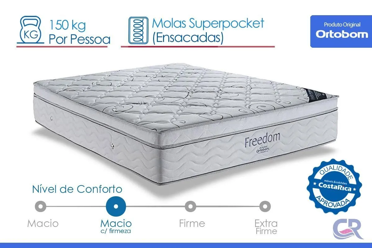 Cama Box Queen (Box + Colchão) com Molas Ensacadas Freedom - Ortobom - 3