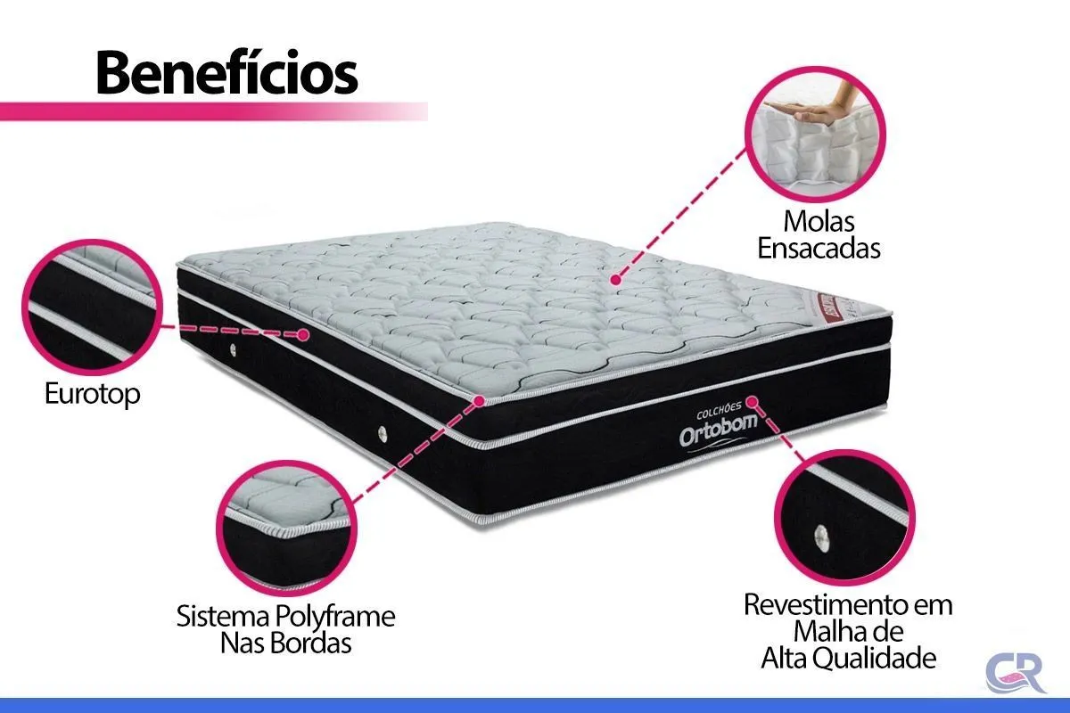 Cama Box Casal (Box + Colchão) com Molas Ensacadas Elegant - Ortobom - 2