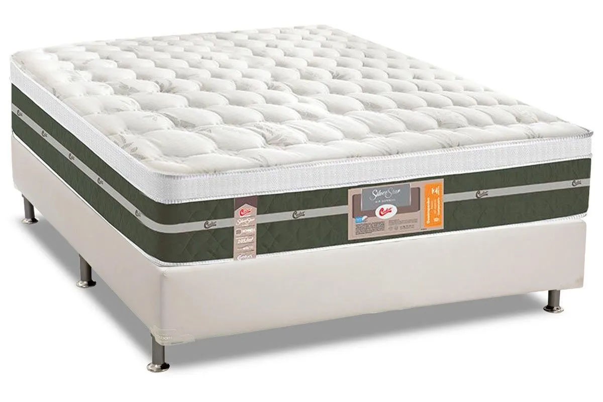 Cama Box Casal (Box + Colchão) com Molas Ensacadas Silver Star - Castor - 1