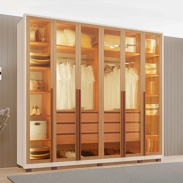 Guarda Roupa Casal Reflecta 100% MDF 6 Portas 6 Gavetas Freijó/Off White - Tuboarte Móveis 