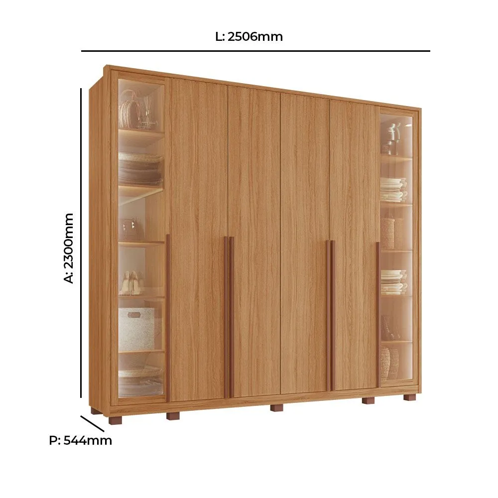 Guarda Roupa Casal Salvatore New 100% MDF 6 Portas 6 Gavetas Freijó - Tuboarte Móveis  - 3