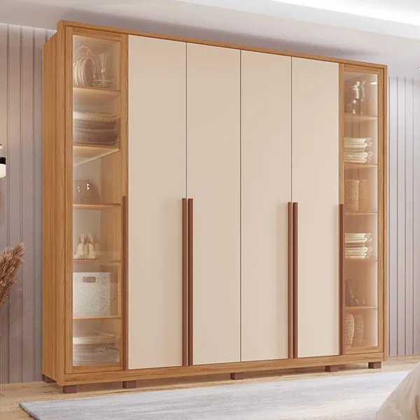 Guarda Roupa Casal Salvatore New 100% MDF 6 Portas 6 Gavetas Freijó/Off White - Tuboarte Móveis 
