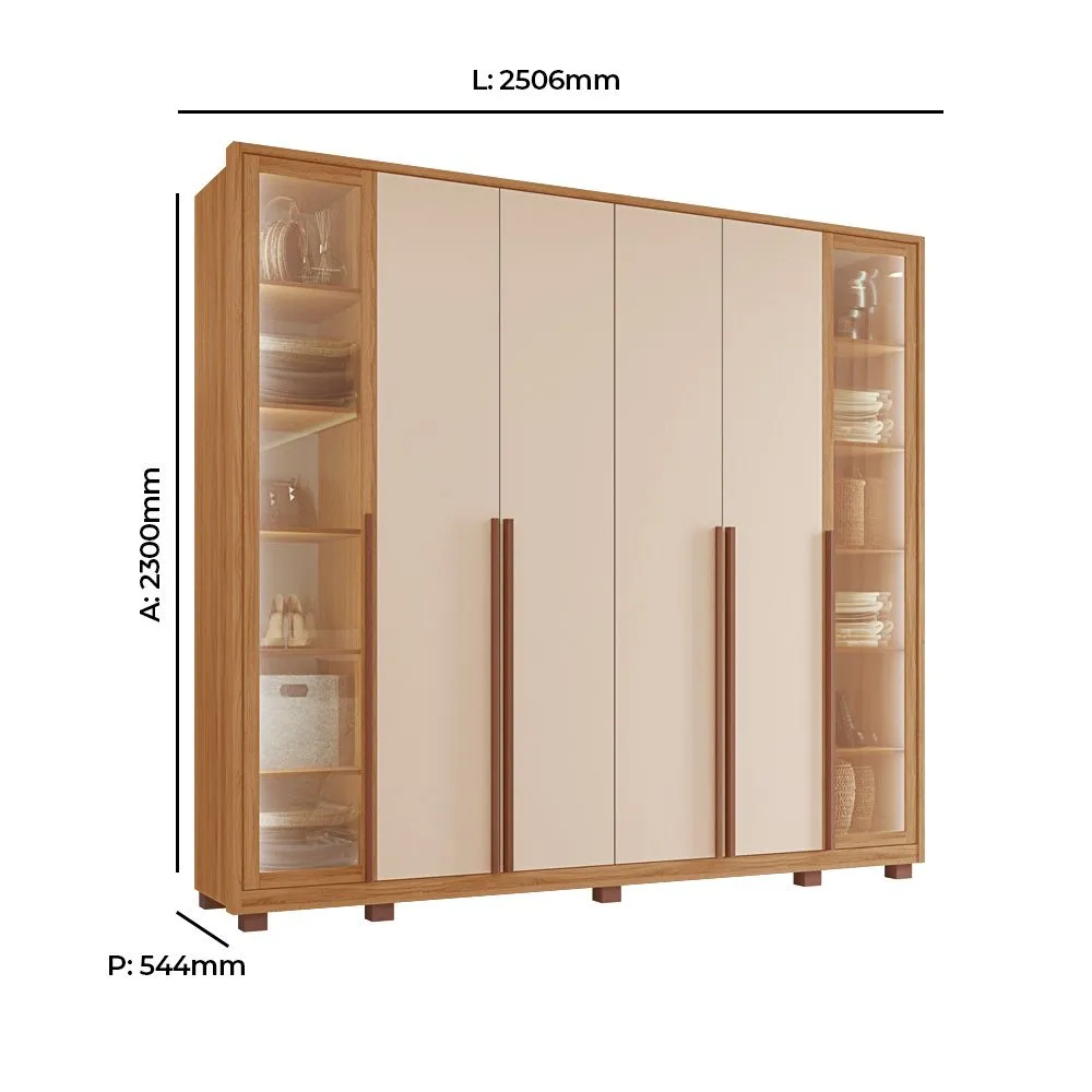 Guarda Roupa Casal Salvatore New 100% MDF 6 Portas 6 Gavetas Freijó/Off White - Tuboarte Móveis  - 3