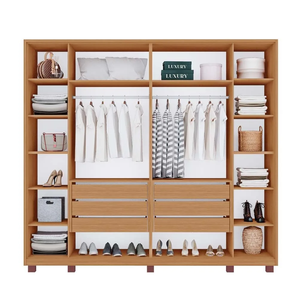 Guarda Roupa Casal Salvatore New 100% MDF 6 Portas 6 Gavetas Freijó/Off White - Tuboarte Móveis  - 2