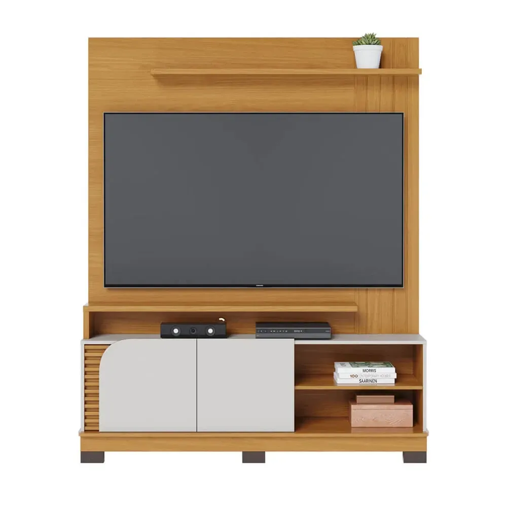 Estante para TV Até 65 Polegadas Jurerê 2 Portas Ripado Naturale/Off White Matte - Colibri - 2