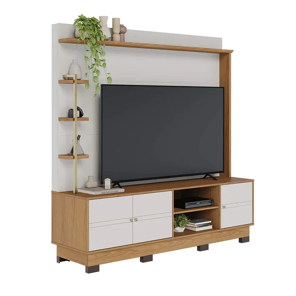 Estante para TV Até 70 Polegadas Paraná 3 Portas Off White Matte/Freijó - Colibri - 2