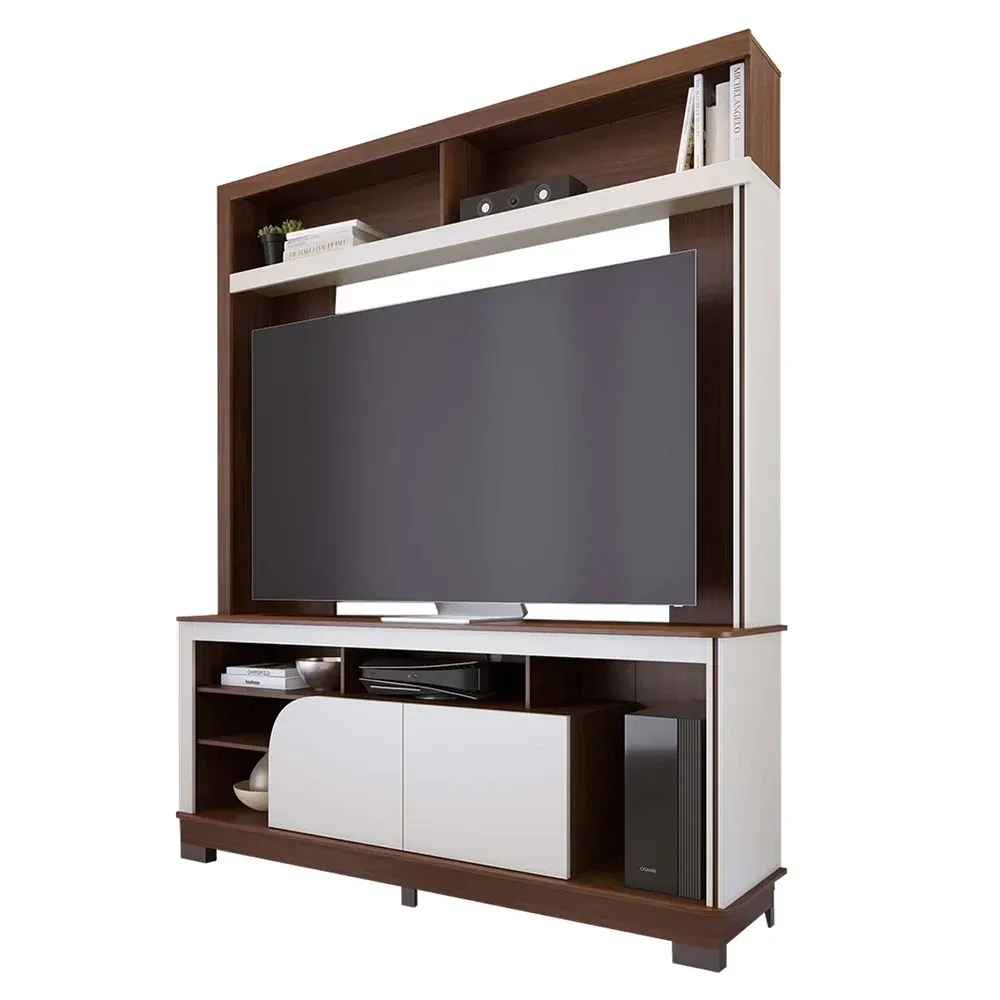 Estante para TV Até 65 Polegadas Belaya 2 Portas Nogueira Real/Off White Matte - Colibri - 2