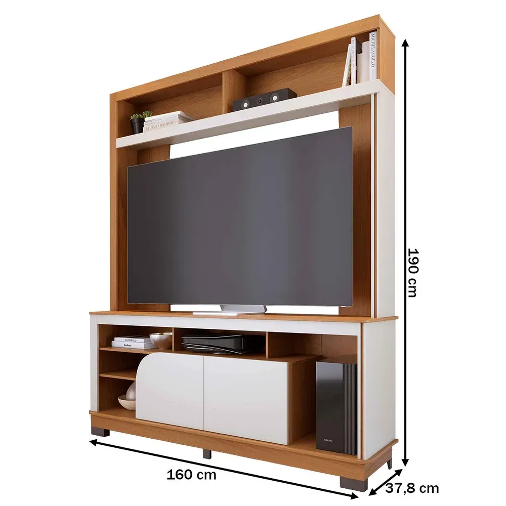 Estante para TV Até 65 Polegadas Belaya 2 Portas Freijó/Off White Matte - Colibri - 3