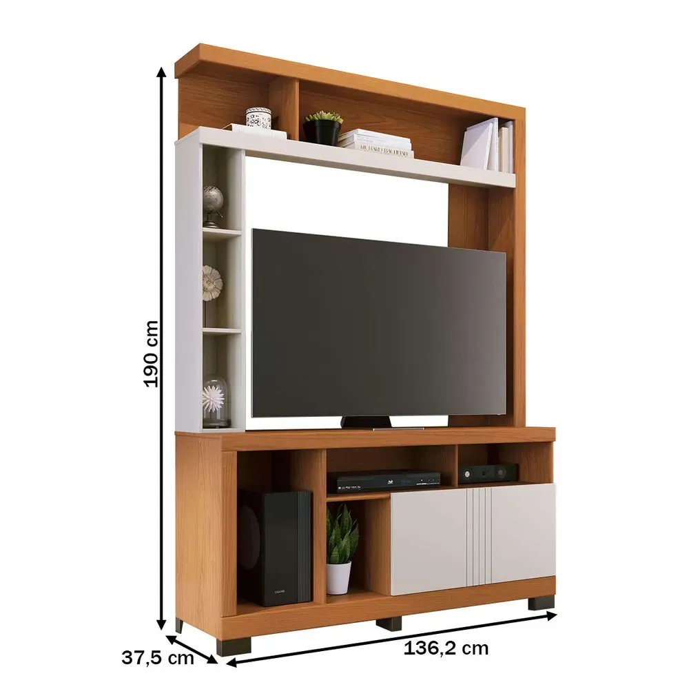 Estante para TV Até 50 Polegadas Elba 2 Portas Freijó/Off White Matte - Colibri - 3