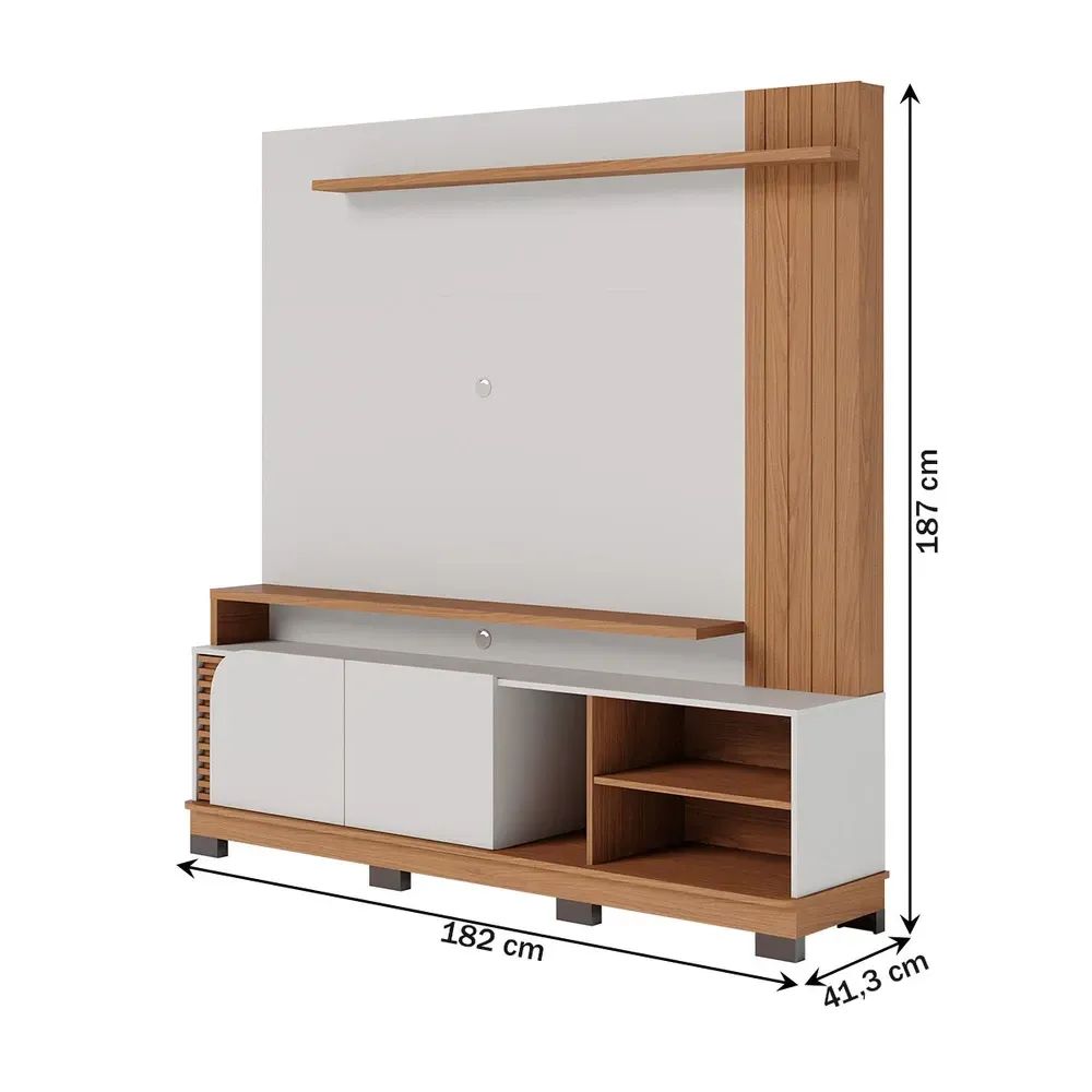 Estante para TV Até 75 Polegadas Jurerê 2 Portas Off White/Freijó - Colibri - 3