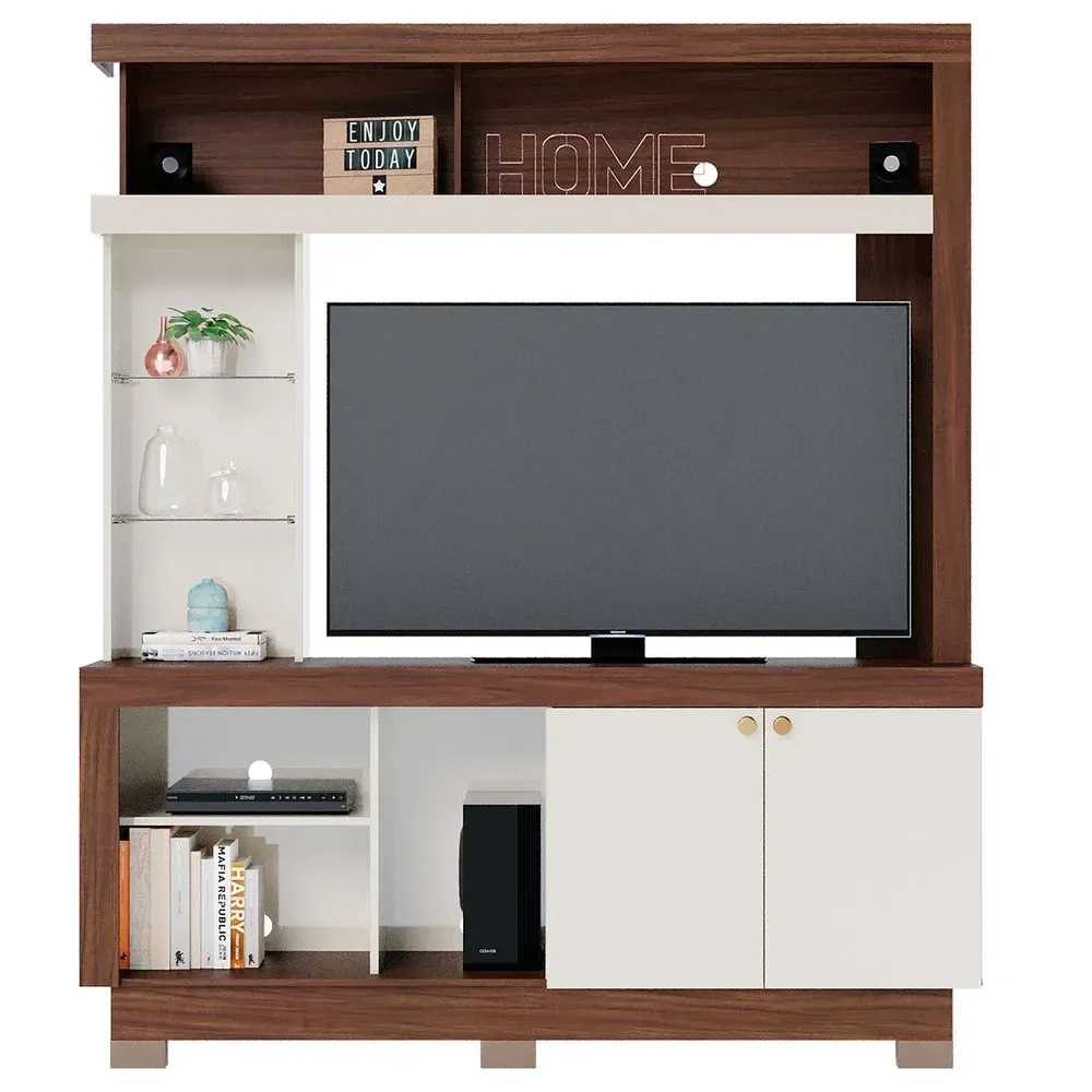Estante para TV Até 50 Polegadas Valença 2 Portas Nogueira Real/Off White - Colibri - 2
