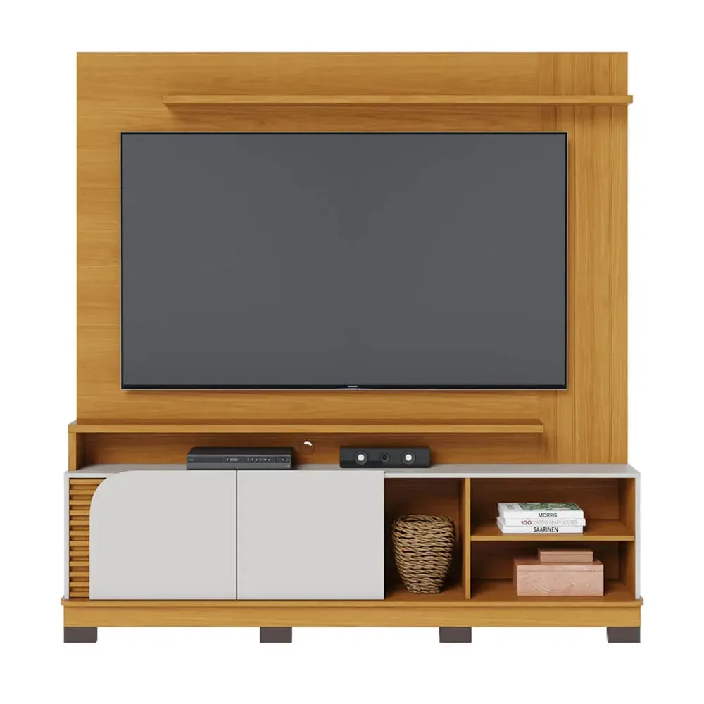 Estante para TV Até 75 Polegadas Jurerê 2 Portas Ripado Naturale/Off White Matte - Colibri - 2
