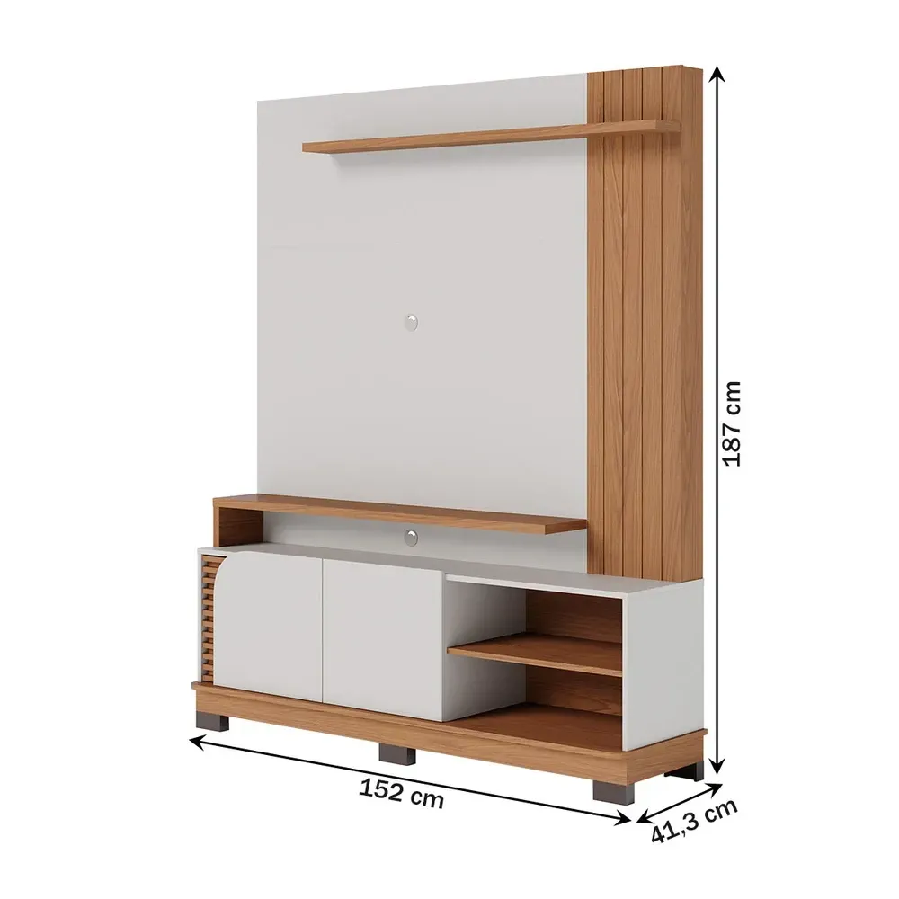 Estante para TV Até 65 Polegadas Jurerê 2 Portas Off White/Freijó - Colibri - 3