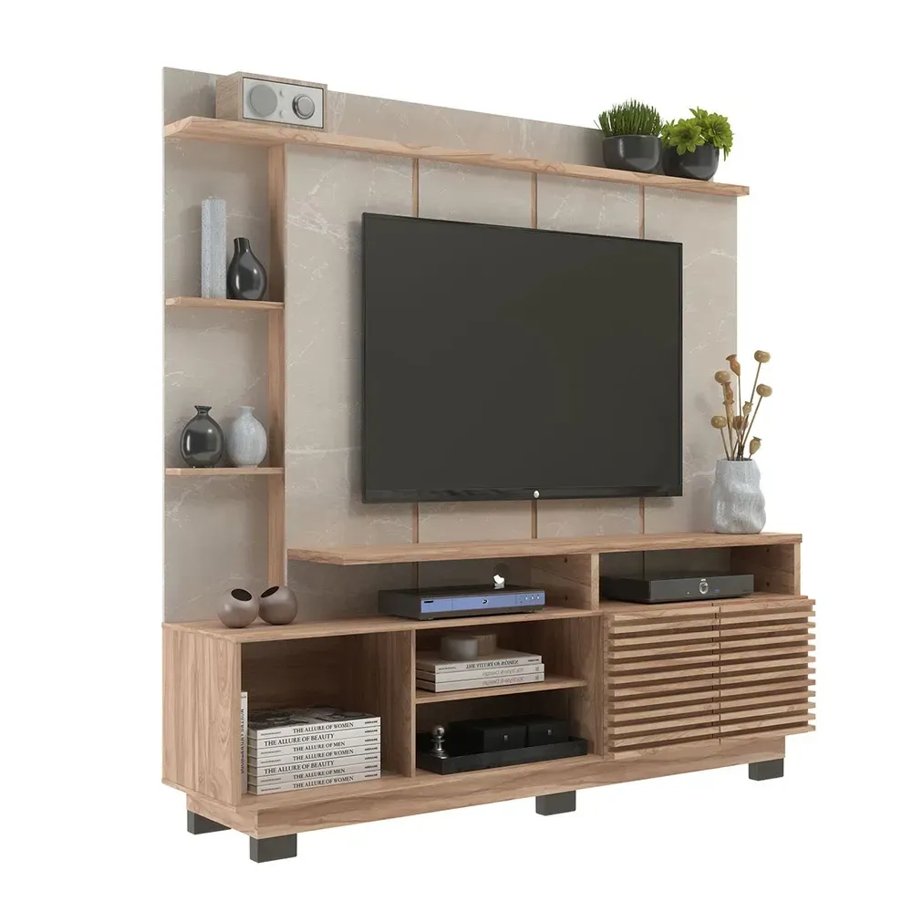 Estante para TV Até 60 Polegadas 2 Portas Carvalho Oak/Petra - Decibal - 2