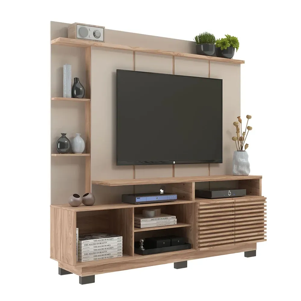 Estante para TV Até 60 Polegadas 2 Portas Carvalho Oak/Cristalo - Decibal - 2