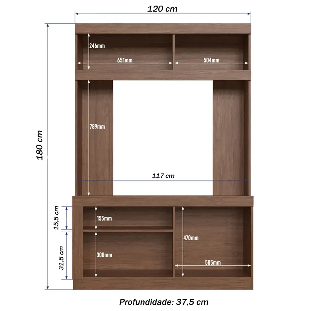 Estante para TV Até 49 Polegadas 1 Porta Wengue/Cristalo - Decibal - 3