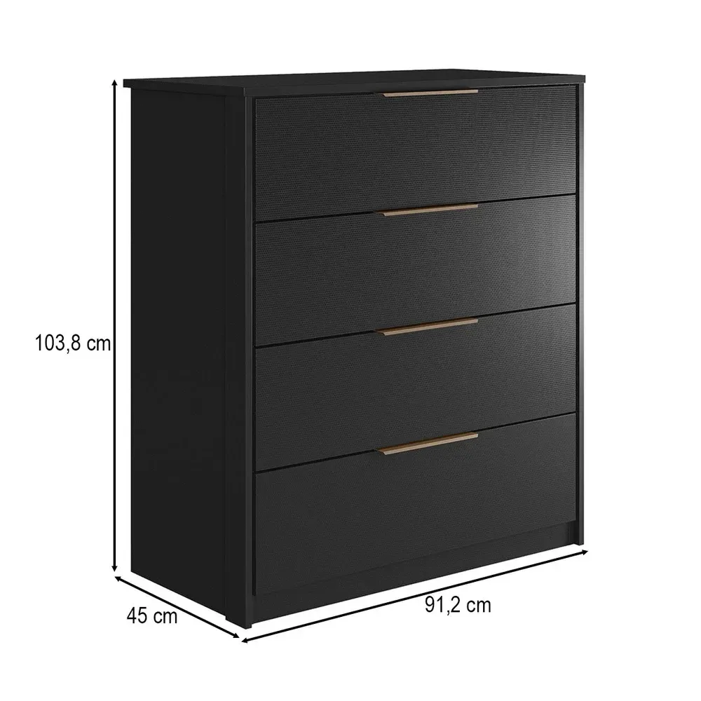Cômoda Alia 4 Gavetas Preto Prime Tx/Amêndola - Demóbile - 3