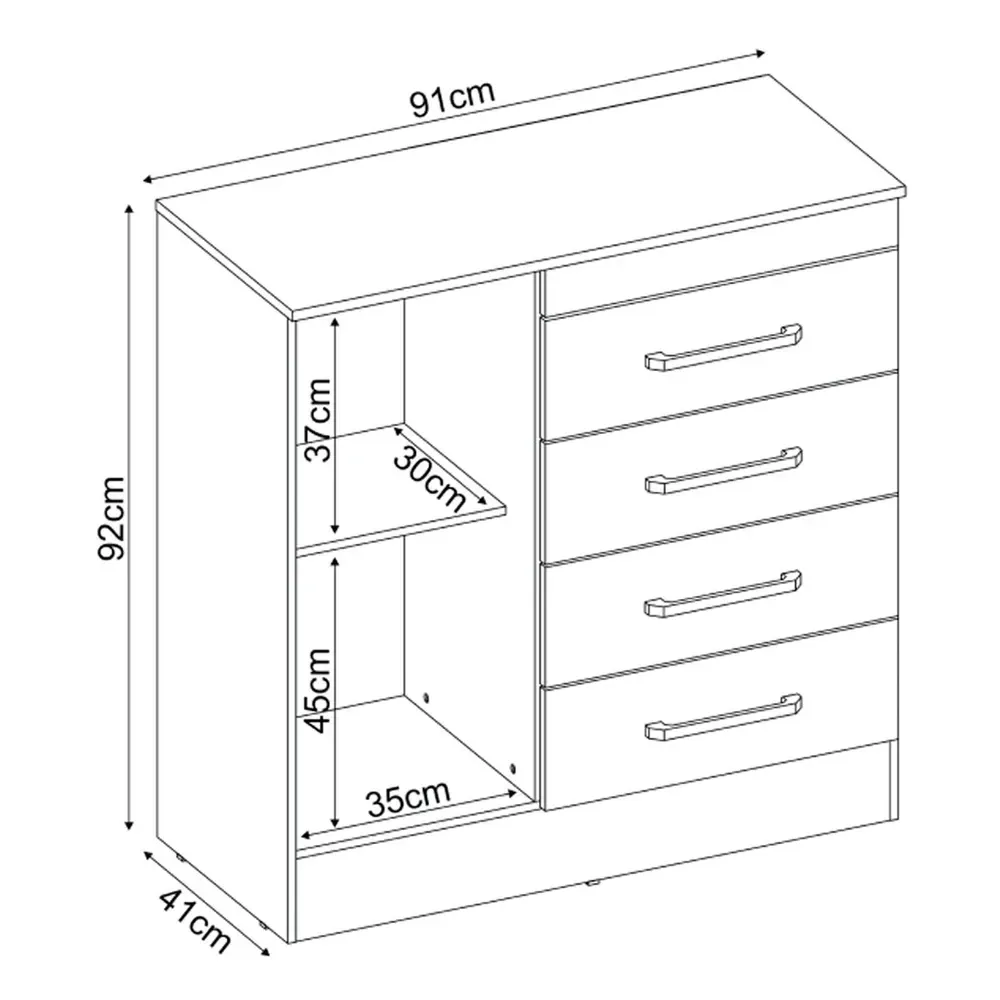 Cômoda Montevidéu 1 Porta 4 Gavetas Flex Branco/Rosa - Demóbile - 3