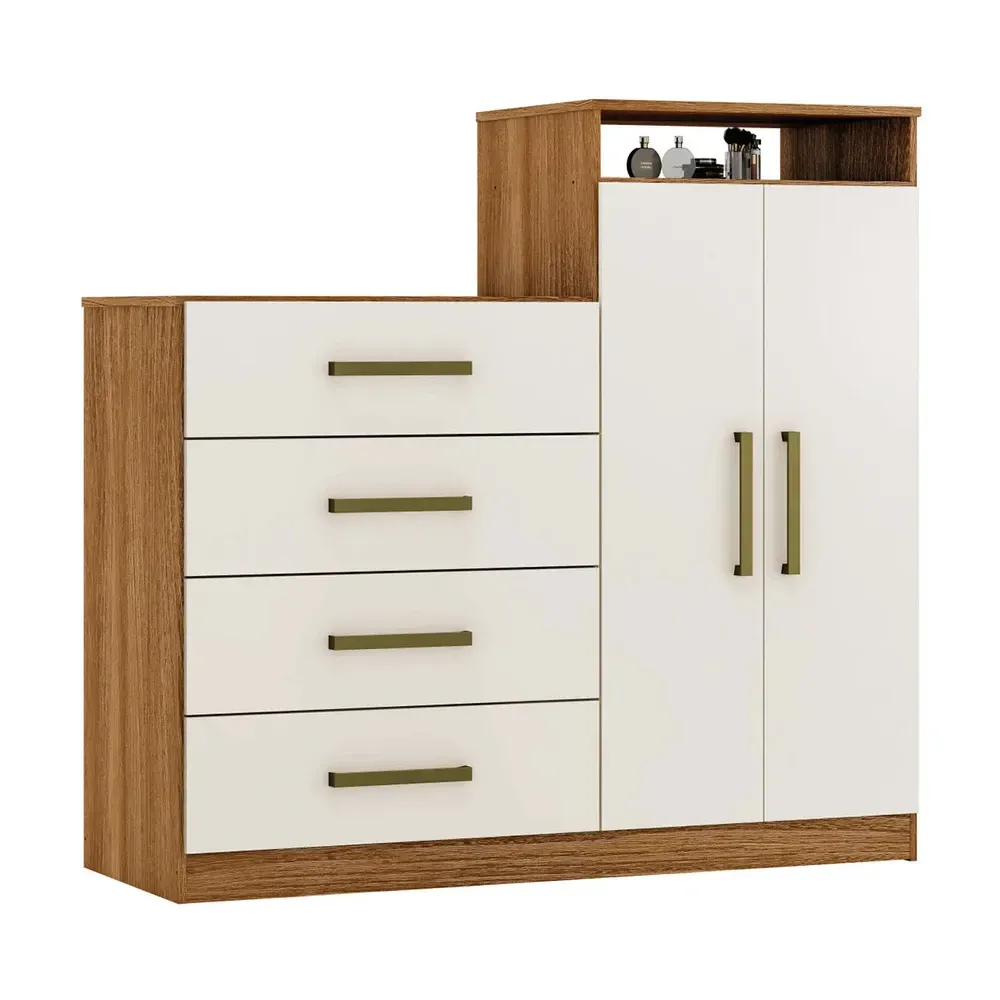 Cômoda Áurea 2 Portas 4 Gavetas Amêndola/Off-White - Demóbile - 2