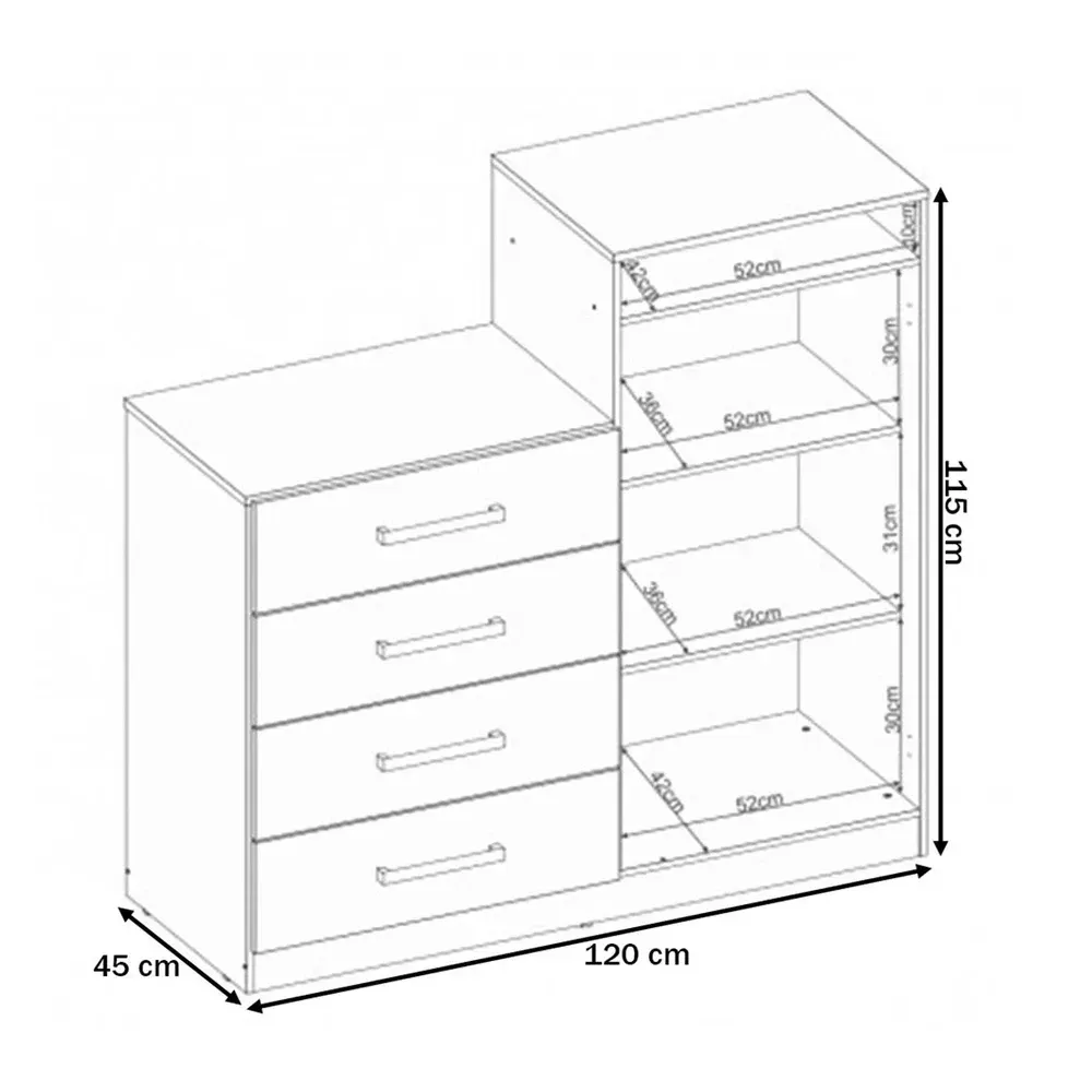 Cômoda Áurea 2 Portas 4 Gavetas Branco - Demóbile - 3
