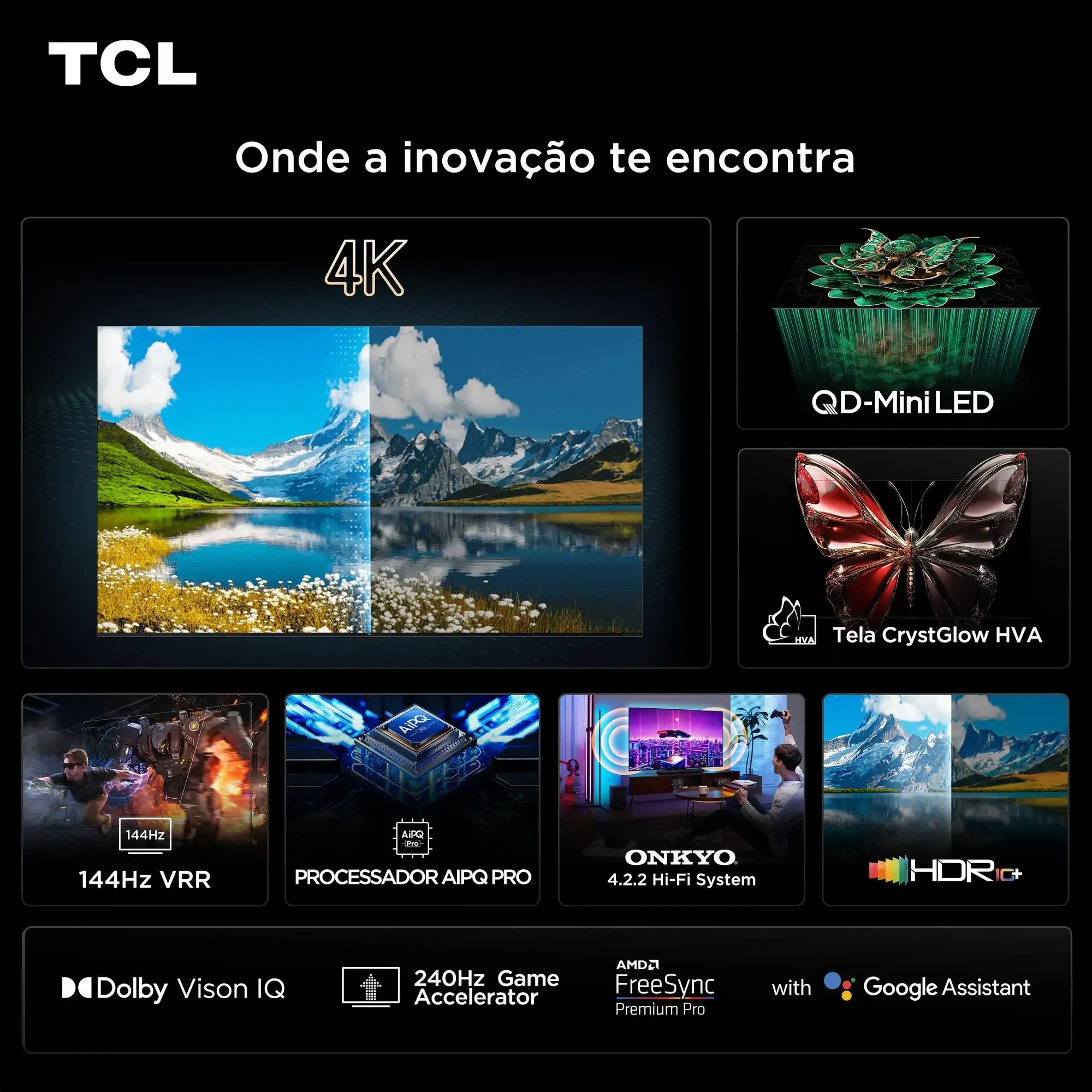 Smart TV 115” 4K 115C7K Ultra HD QD- Mini LED 144 Hz Google TV - TCL  - 3