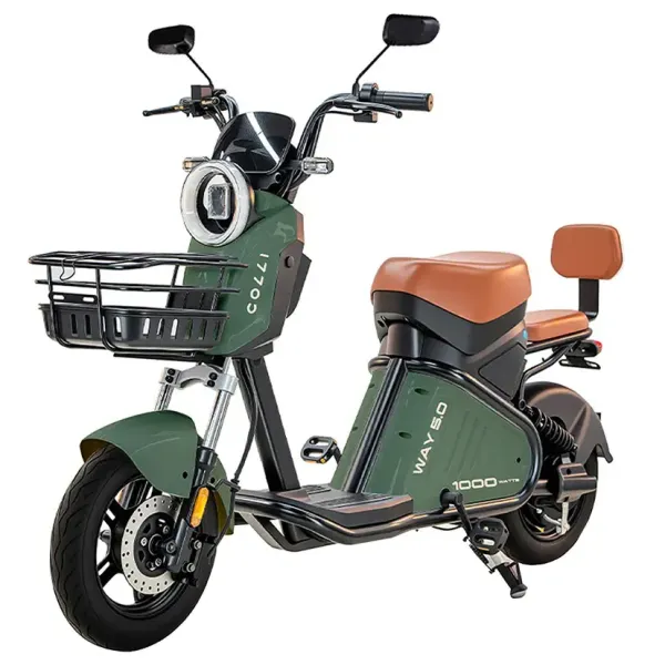 Bicicleta Elétrica Aro 16 Colli 1000W Freio a Disco Manopola de Aceleração - Verde Militar - Bivolt