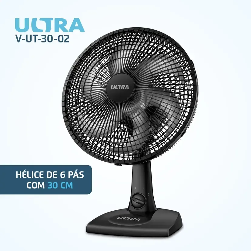 Ventilador de Mesa Mondial Ultra V-UT-30-02 30cm 6 Pás 3 Velocidades - Preto/Prata - 2