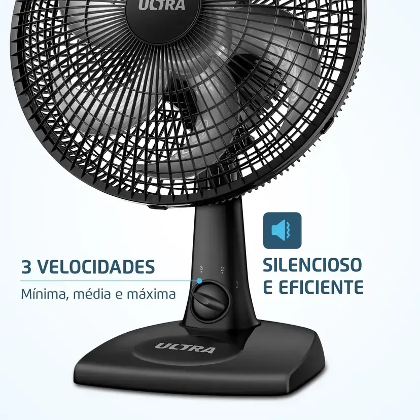 Ventilador de Mesa Mondial Ultra V-UT-30-02 30cm 6 Pás 3 Velocidades - Preto/Prata - 3