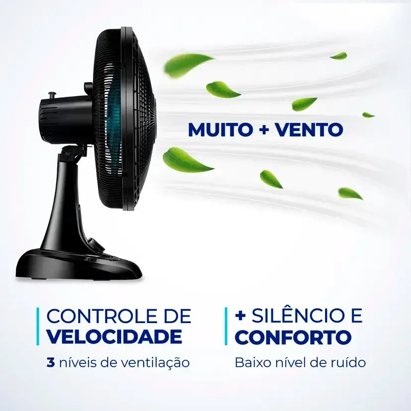Ventilador de Mesa Mondial Super Power 40cm 6 Pás 3 Velocidades VSP-40-AP - Preto/Azul  - 3