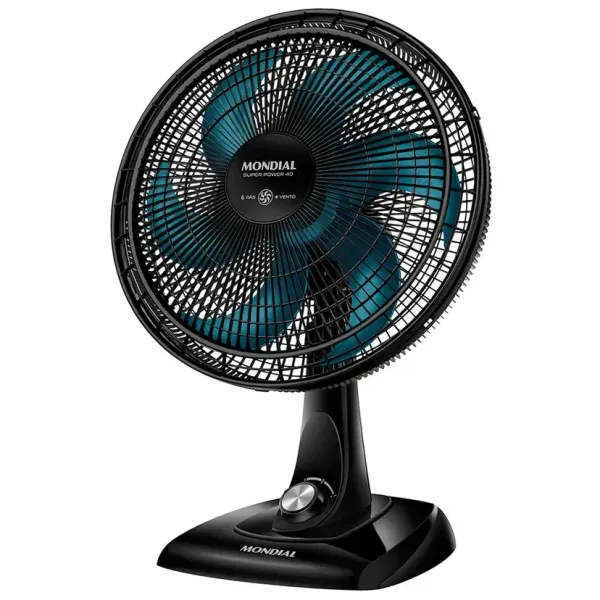 Ventilador de Mesa Mondial Super Power 40cm 6 Pás 3 Velocidades VSP-40-AP - Preto/Azul 