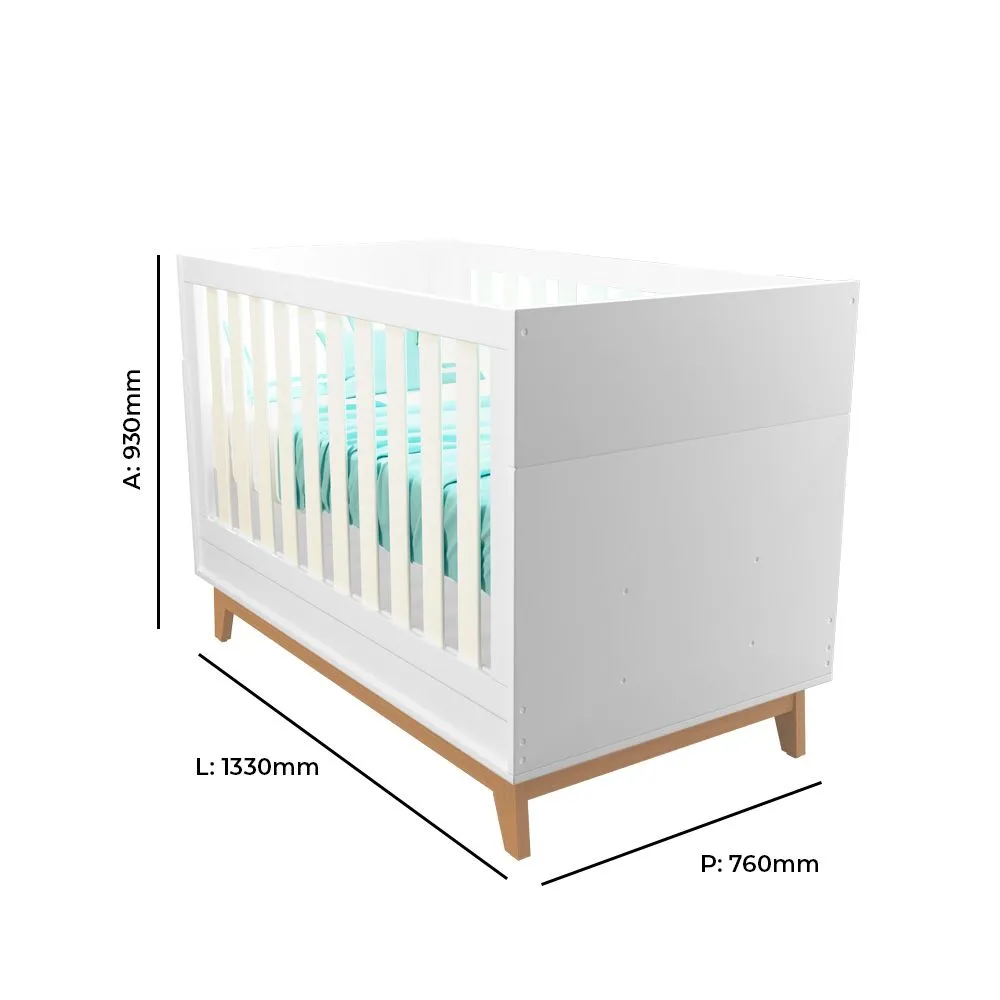 Berço Infantil Lucca 2 em 1 100% MDF Branco - Tuboarte Móveis - 3