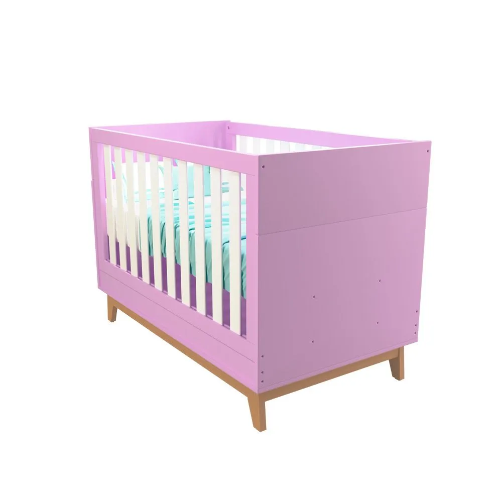 Berço Infantil Lucca 2 em 1 100% MDF Rosa - Tuboarte Móveis - 2