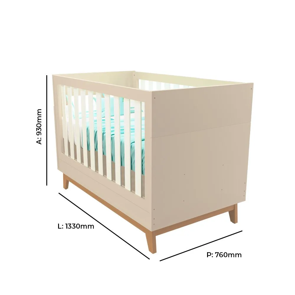 Berço Infantil Lucca 2 em 1 100% MDF Off White - Tuboarte Móveis - 3