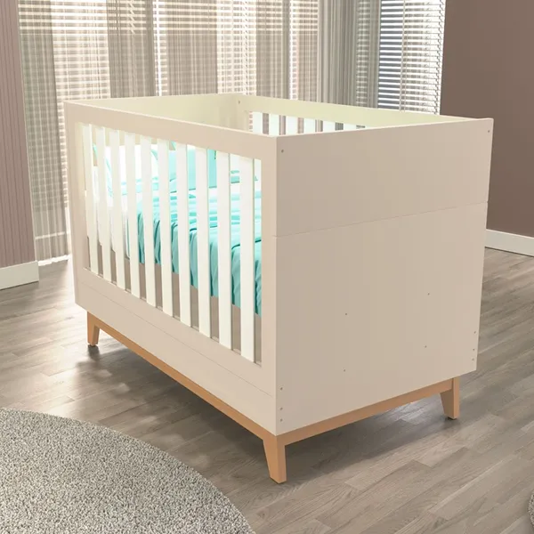 Berço Infantil Lucca 2 em 1 100% MDF Off White - Tuboarte Móveis
