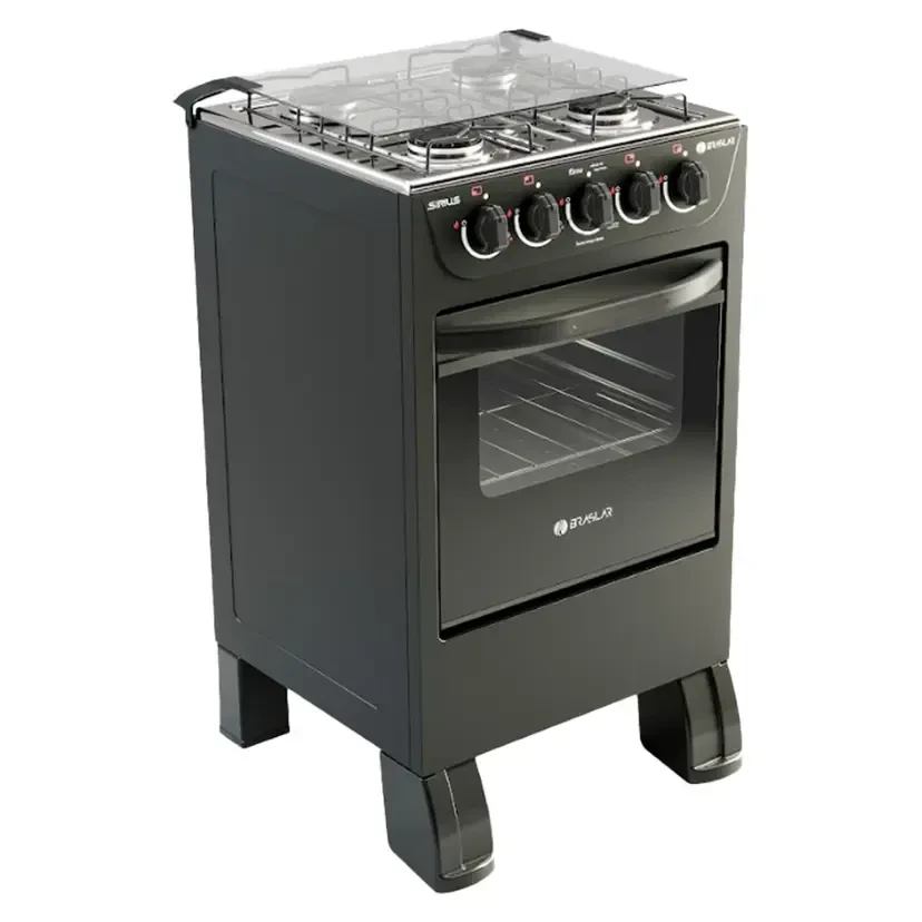 Fogão Braslar New Sirius 4 Bocas Manual Mesa em Inox Forno Easy Clean - Preto - 2