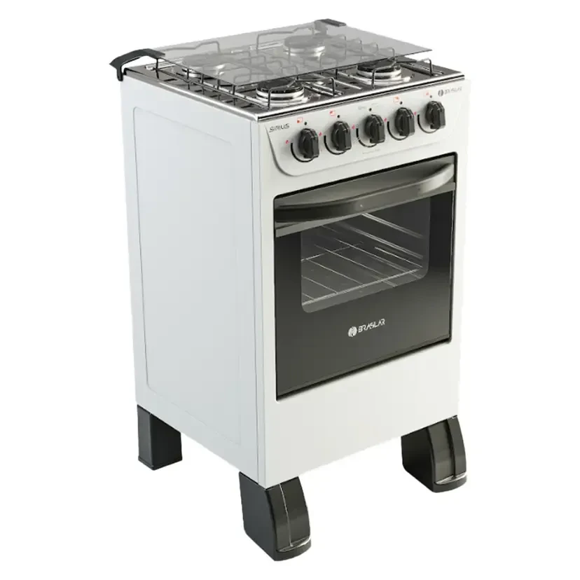 Fogão Braslar New Sirius 4 Bocas Manual Mesa em Inox Forno Easy Clean - Branco  - 2
