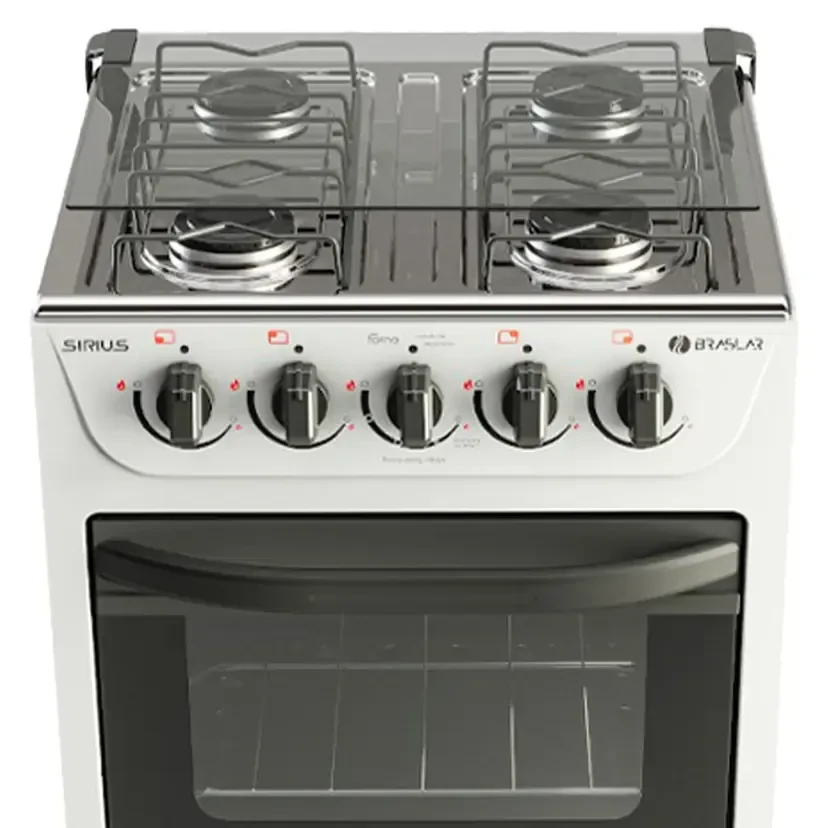 Fogão Braslar New Sirius 4 Bocas Manual Mesa em Inox Forno Easy Clean - Branco  - 3