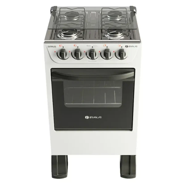 Fogão Braslar New Sirius 4 Bocas Manual Mesa em Inox Forno Easy Clean - Branco 