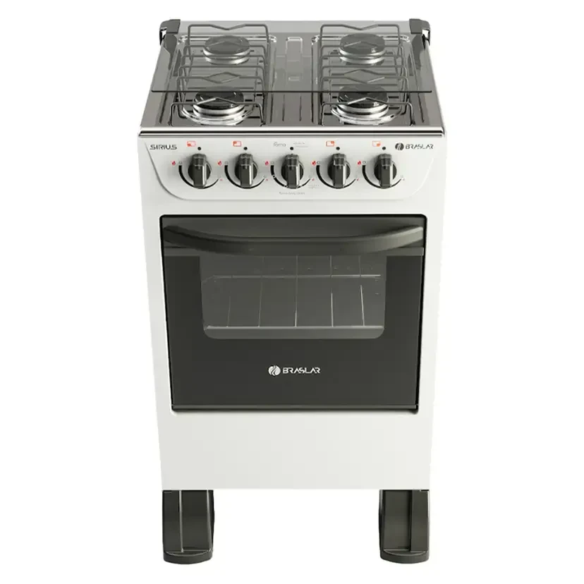 Fogão Braslar New Sirius 4 Bocas Manual Mesa em Inox Forno Easy Clean - Branco  - 1