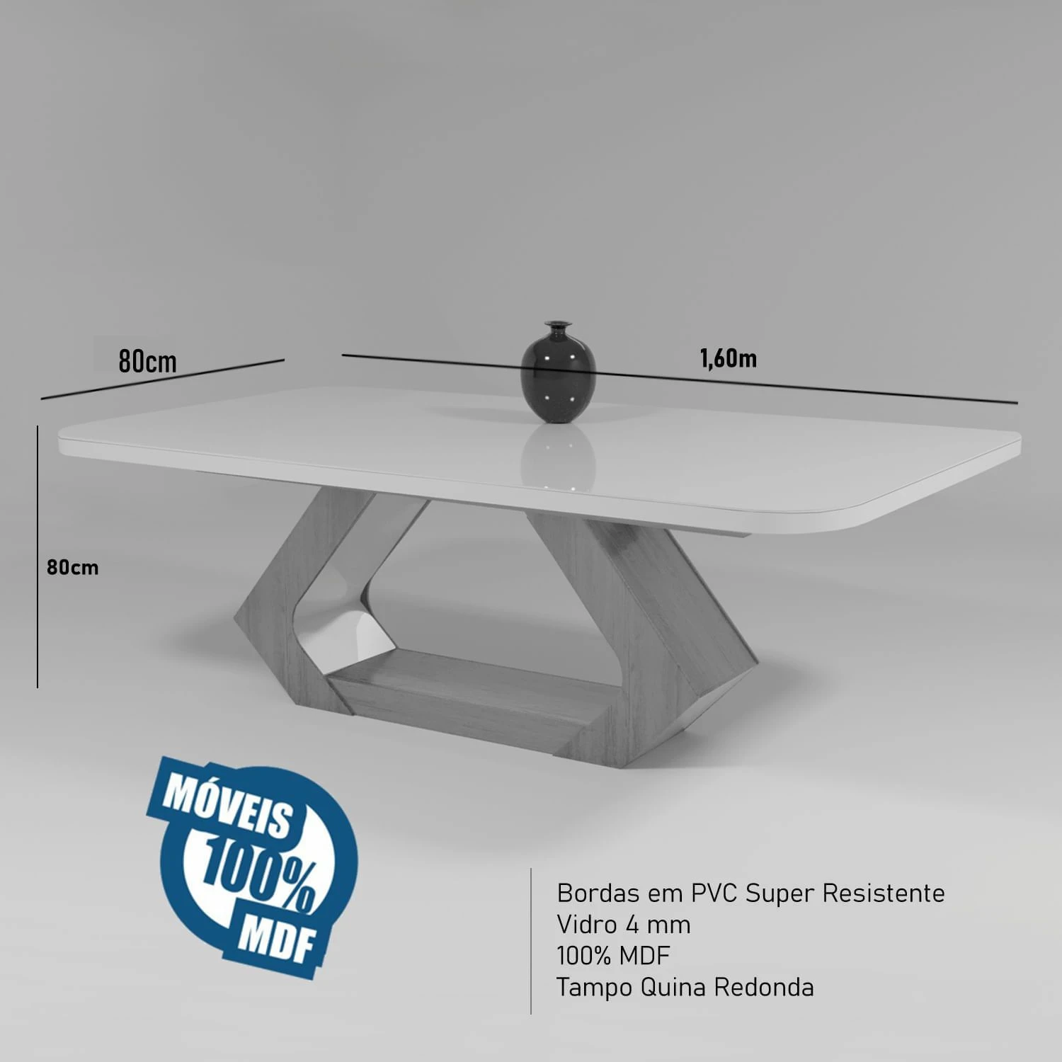 Mesa de Jantar 6 Cadeiras com Tampo de Vidro Lottus 100% MDF Amêndoa/Marrom - Bom Pastor - 2