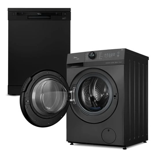 Kit Lava e Seca 10,5kg Titanium HealthGuard Conectada + Lava Louças 14 Serviços Preta Midea - 2