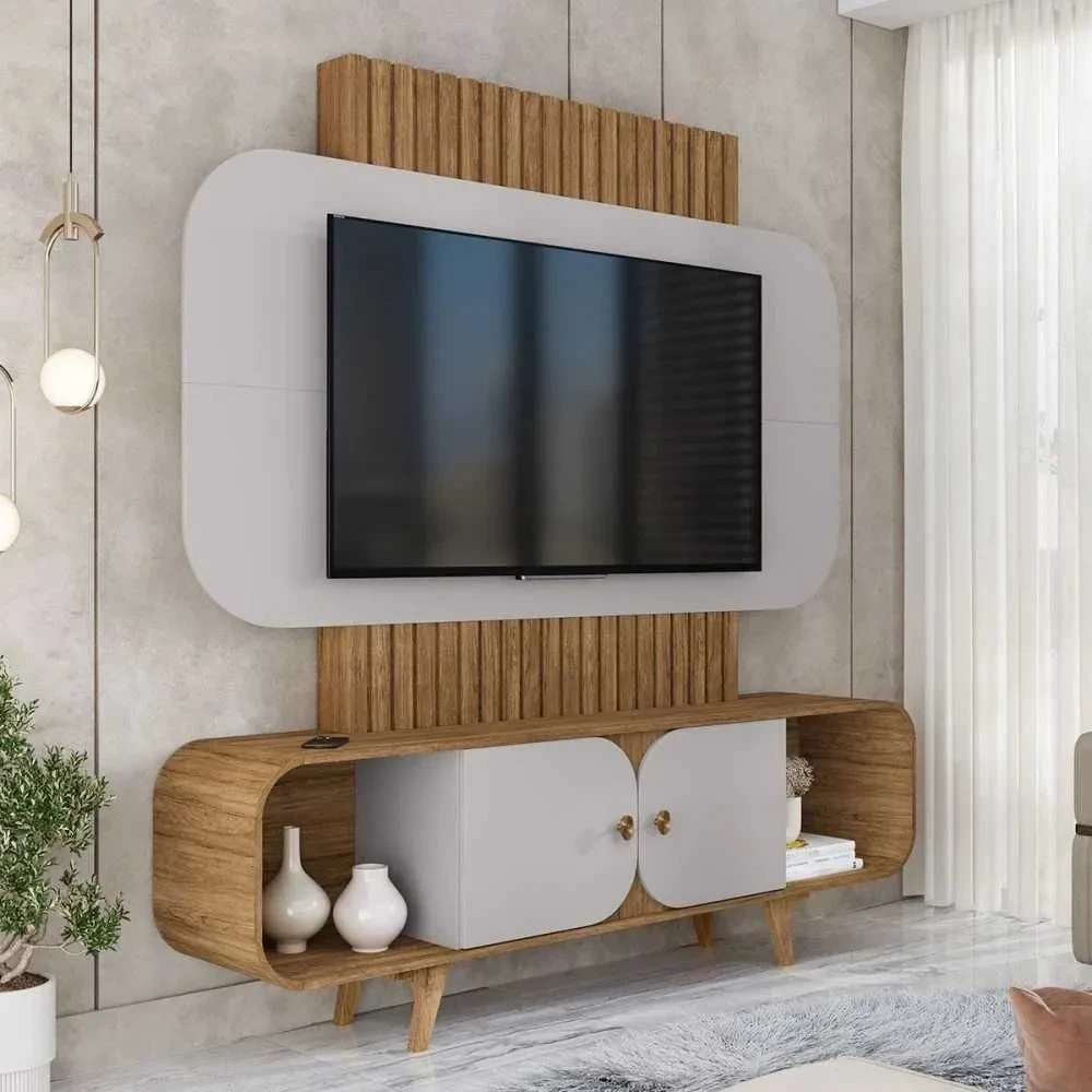 Estante para TV Até 75 Polegadas Embaú 2 Portas Cinamomo/Off White - Móveis Bechara - 1