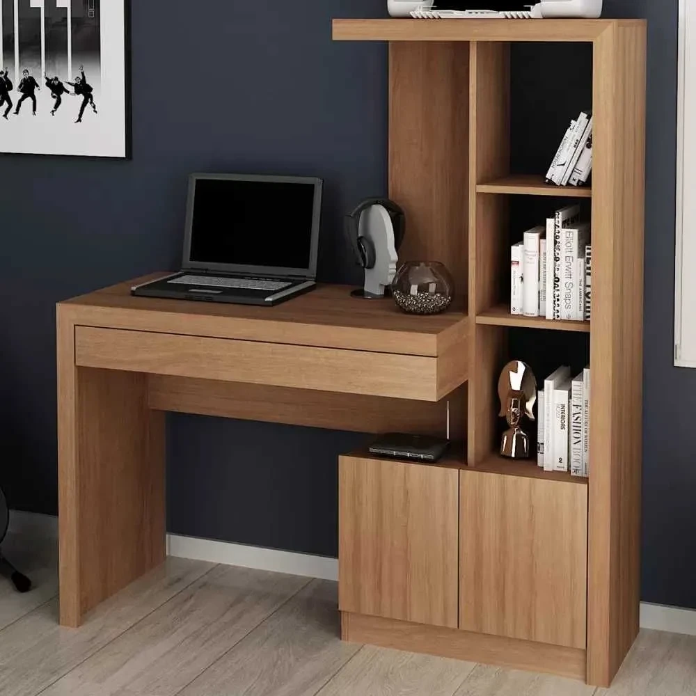 Mesa para Computador 2 Portas 1 Gavetas Amendoa - Tecno Mobili - 1