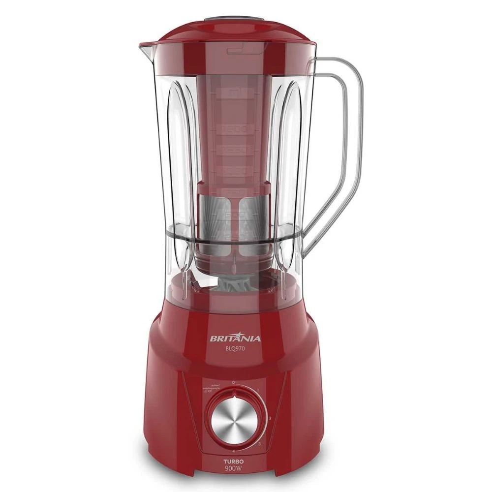 Liquidificador Britânia Turbo 2,6 Litros 900W 4 Velocidades Vermelho BLQ970V - 1