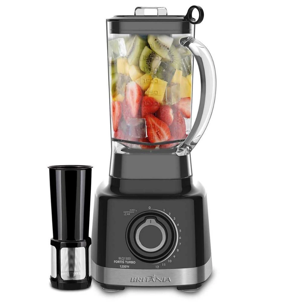 Liquidificador Britânia Fortis Turbo 3 Litros 1400W 12 Velocidades Preto BLQ1300P - 1