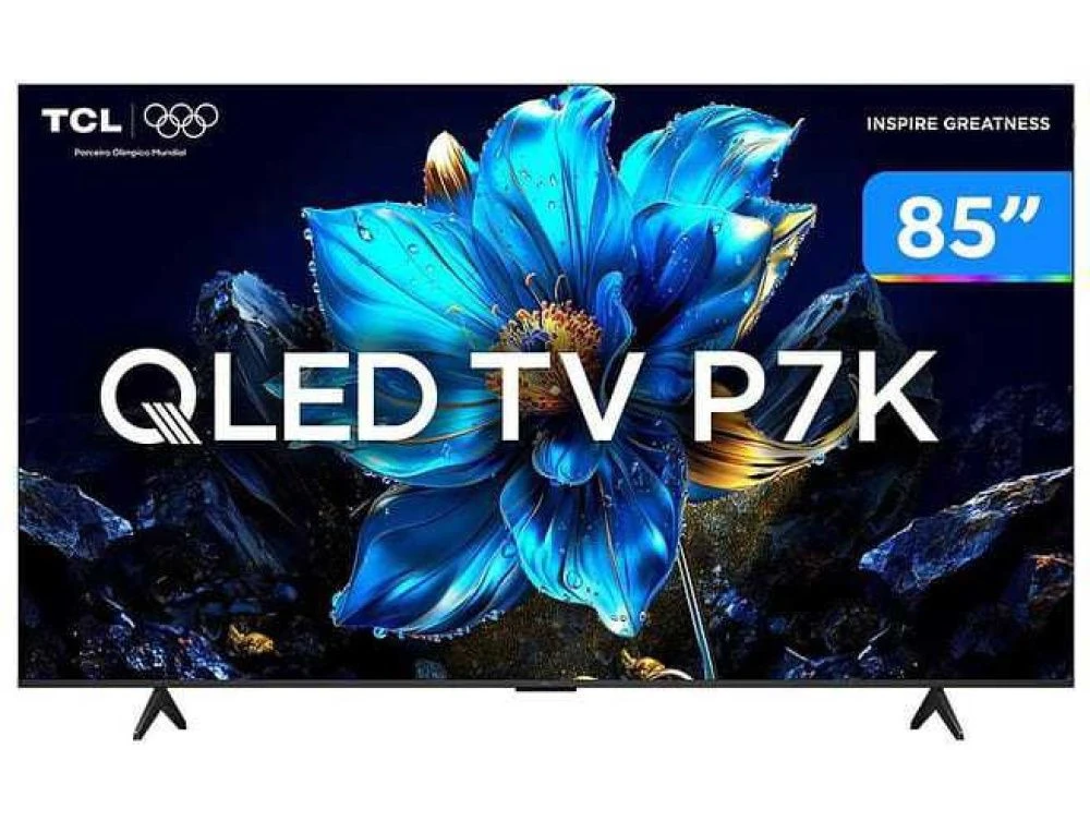 Smart TV 85" TCL 4K UHD QLED 85P7K Google TV AiPQ Google Assistente 3 HDMI 1 USB Preto - 1