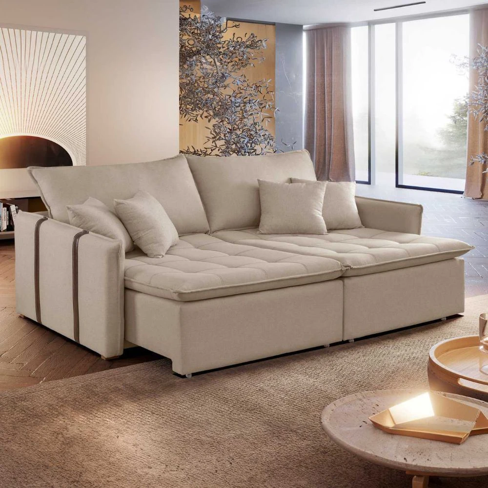 Sofá Cama 3 Lugares Detroit Retrátil e Reclinável - 1