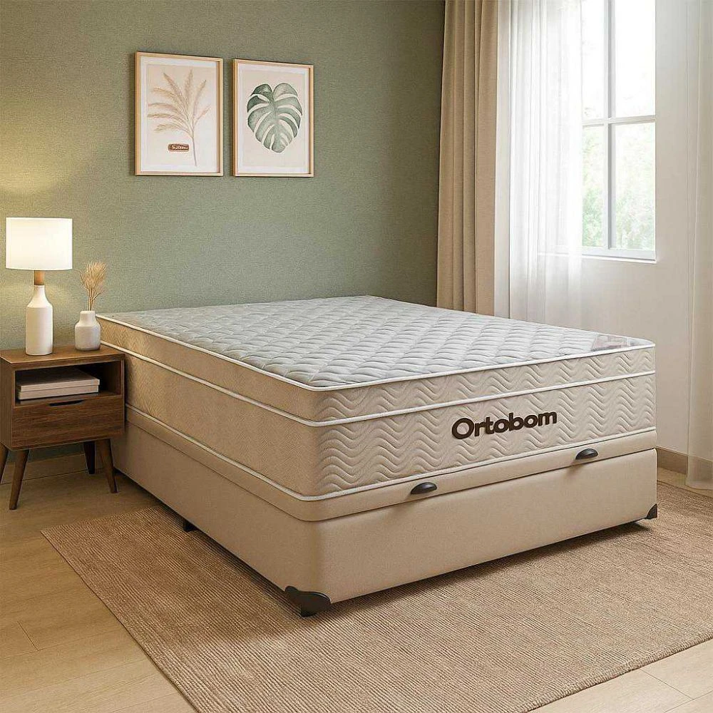 Cama Box Casal Ortobom Airtech com Baú e Molas Ensacadas - 1