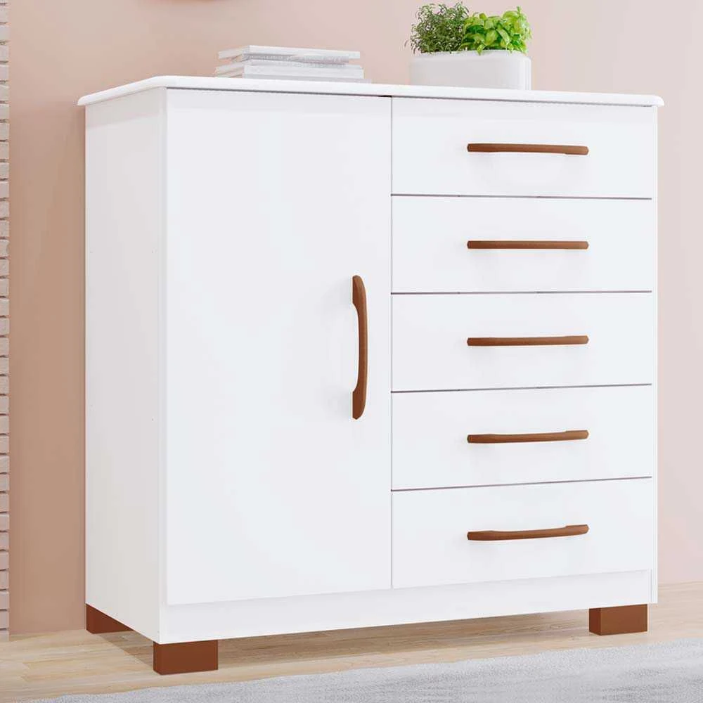 Cômoda Itaipu 1 Porta 5 Gavetas 100% MDF - 1